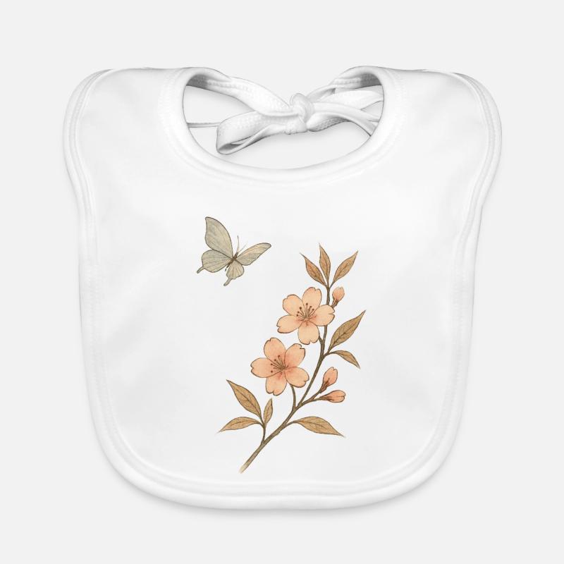 Wasserfarbene Blütenzweig Schmetterling Baby Bio-Lätzchen