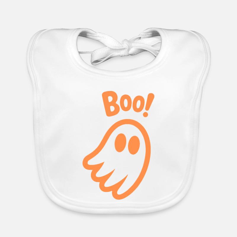 Buhruf! - Kinder süßer Geist Halloween Design - Baby Bio-Lätzchen - Weiß