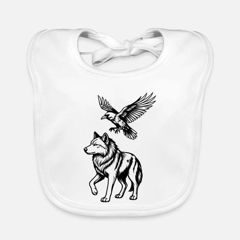 loup & corbeau - Bavoir bio Bébé - blanc