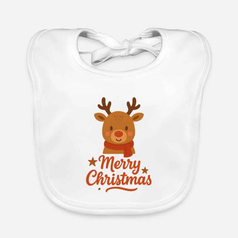 Cerf Rudolph Joyeux Noël doux Bavoir bio Bébé