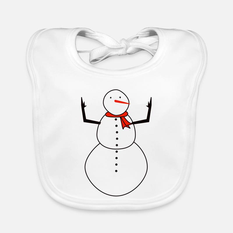 Snowman with Red Scarf Organic Baby Bibs
