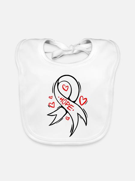 Boucle du cancer du cœur Hope - Bavoir bio Bébé - blanc - Devant