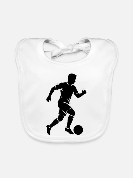 Soccer Player Silhouette Soccer - Organic Baby Bibs - white - Front