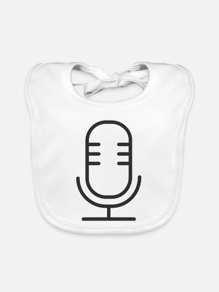 Mikrofon-Linien-Symbol - Baby Bio-Lätzchen - Weiß