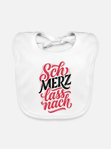 SchMerz lass nach - nein zu Merz - Baby Bio-Lätzchen - Weiß - Vorne