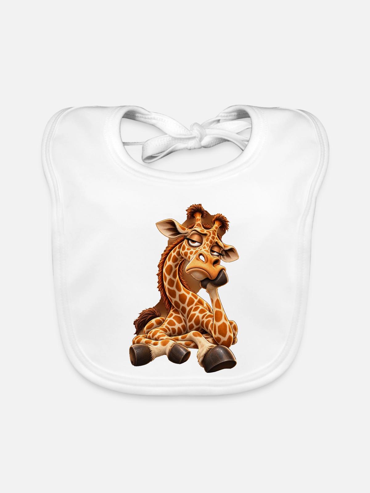 Schlafmütze Giraffencharme - Baby Bio-Lätzchen - Weiß - Vorne
