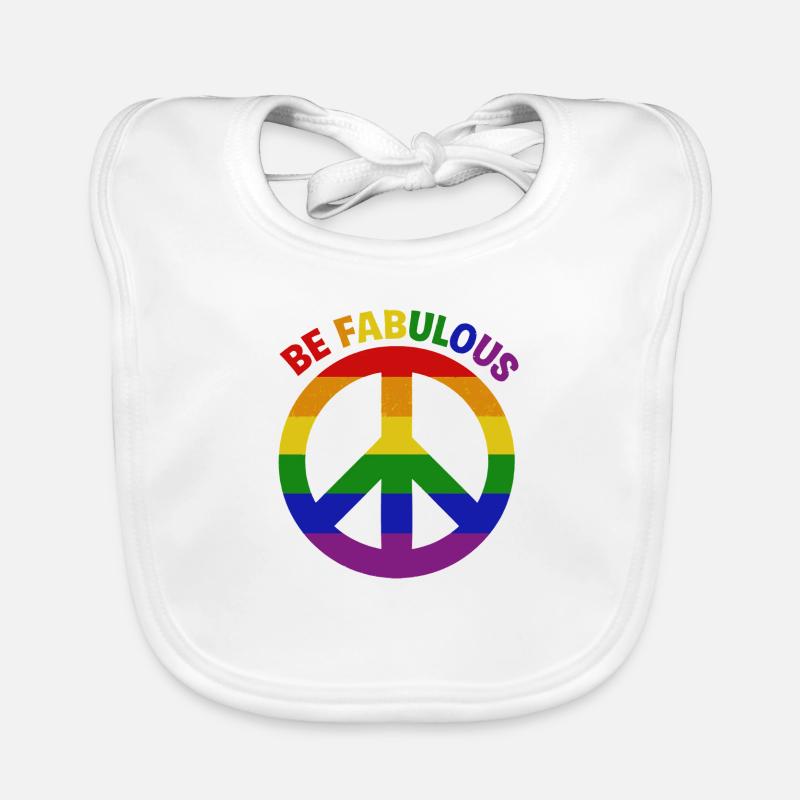 Lebendiges Regenbogen-Friedenszeichen "Be Fabulous" Baby Bio-Lätzchen