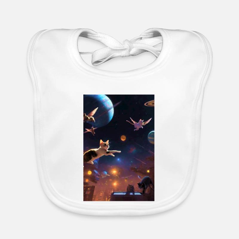 Flying Cats, Cats, Outer Space, Planets Organic Baby Bibs