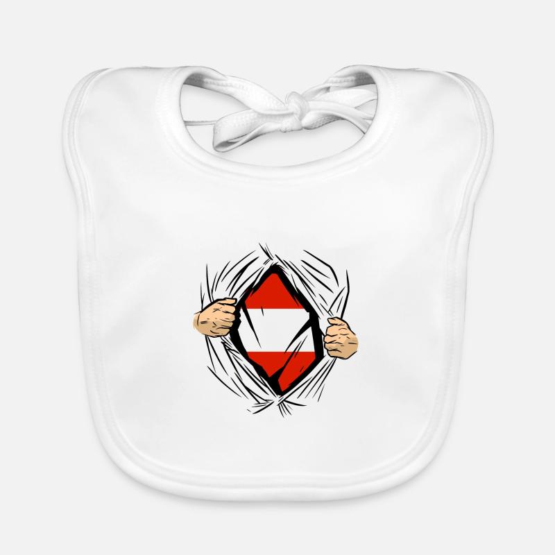Austria Flag Austria Austrian Flag AT Organic Baby Bibs