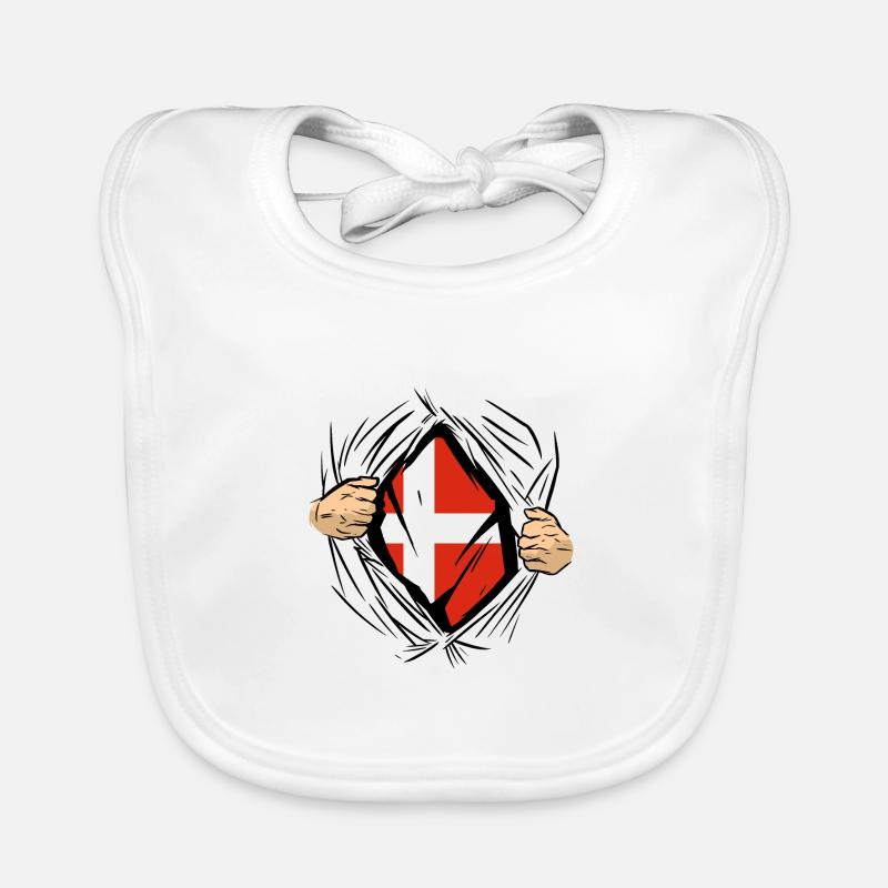 Danemark Drapeau Scandinavie Drapeau danois Voyage Bavoir bio Bébé