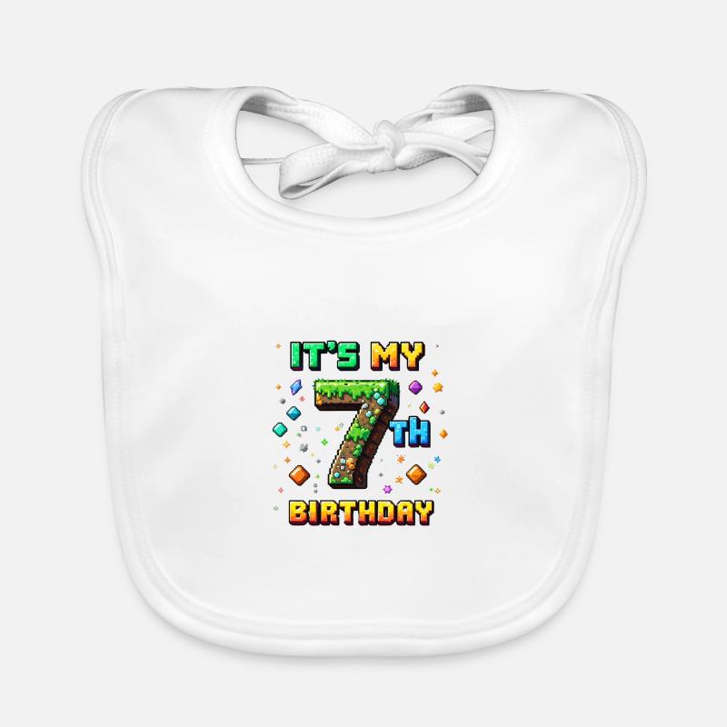7e anniversaire Enfants Pixel Bavoir bio Bébé