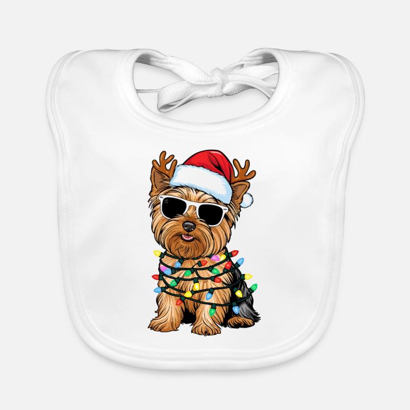 Christmas Yorkshire Terrier Organic Baby Bibs