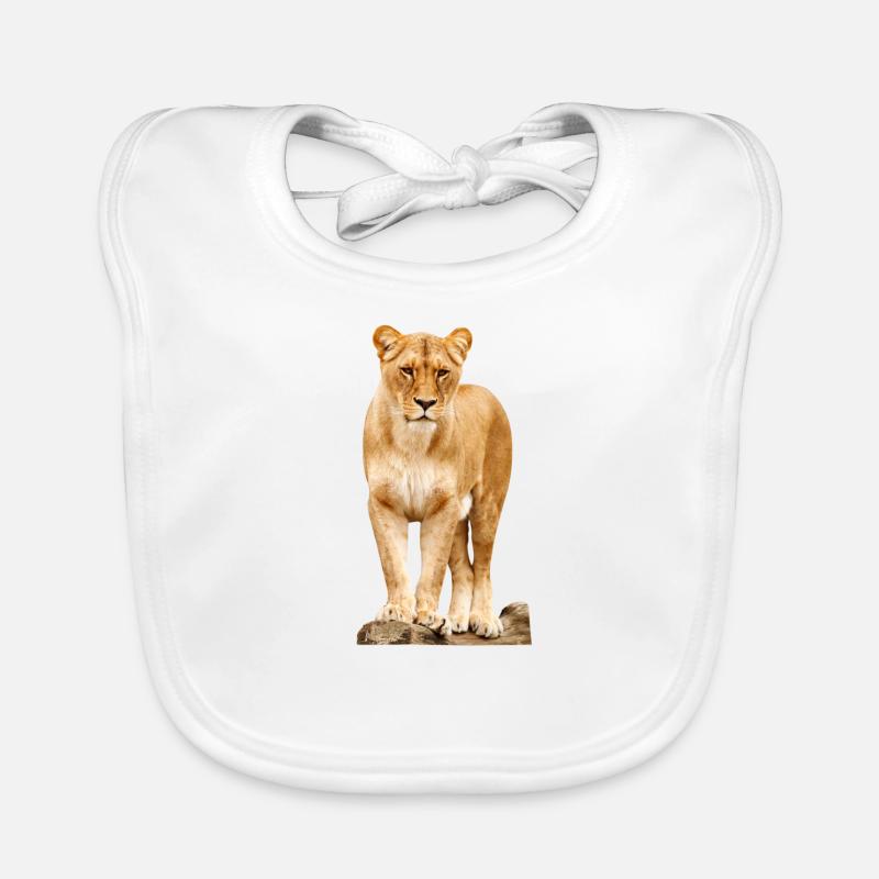 lion - Bavoir bio Bébé - blanc