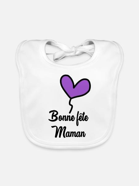 BONNE FÊTE MAMAN. MAMAN. FÊTE DES MÈRES - Bavoir bio Bébé - blanc - Devant