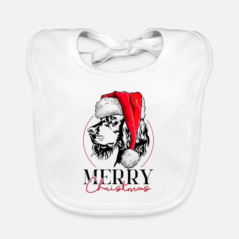 Santa Gordon Setter Merry Christmas Dog Wilsigns Organic Baby Bibs