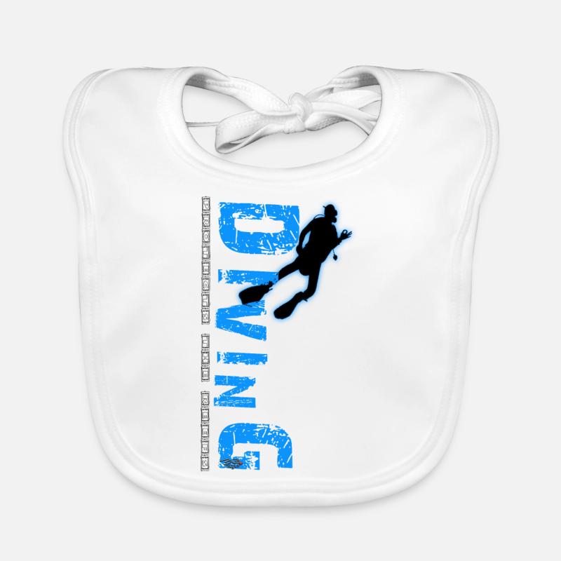 Diving - protects the reefs - Baby Bio-Lätzchen - Weiß