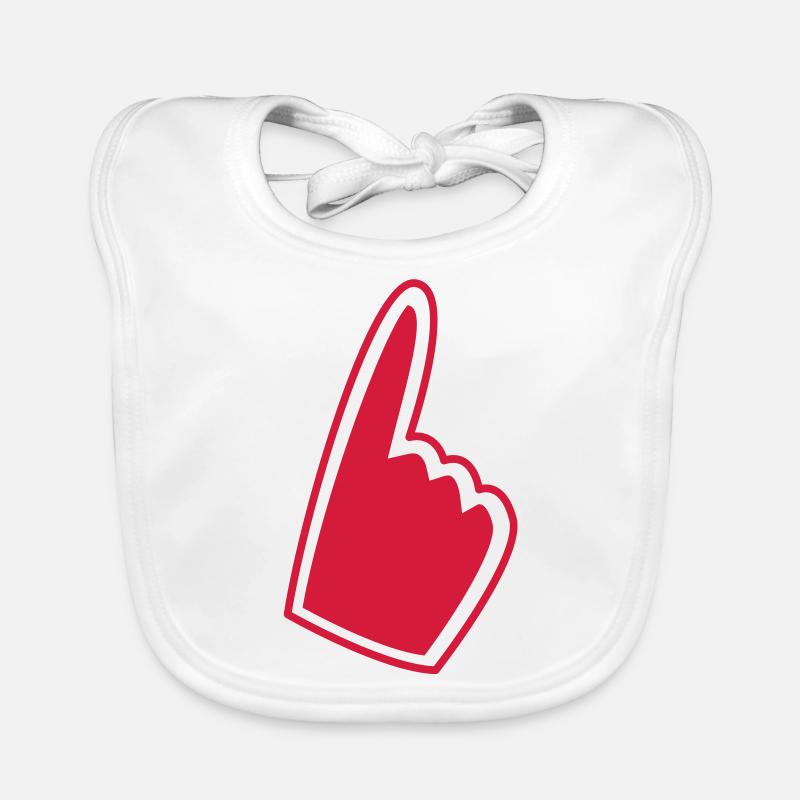 oversized baseball simple hand pointing up Organic Baby Bibs
