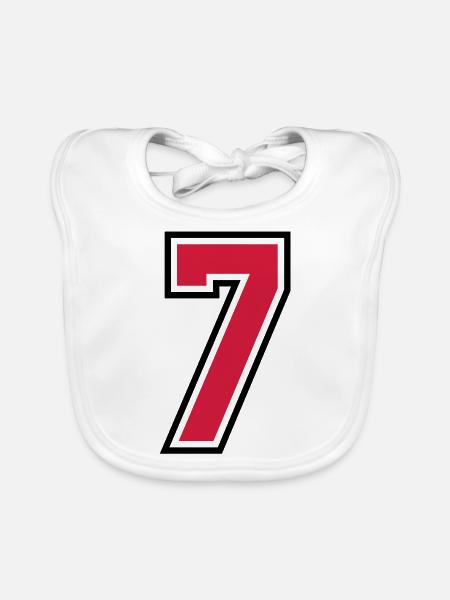 sports jersey number 7 seven - Baby Bio-Lätzchen - Weiß - Vorne