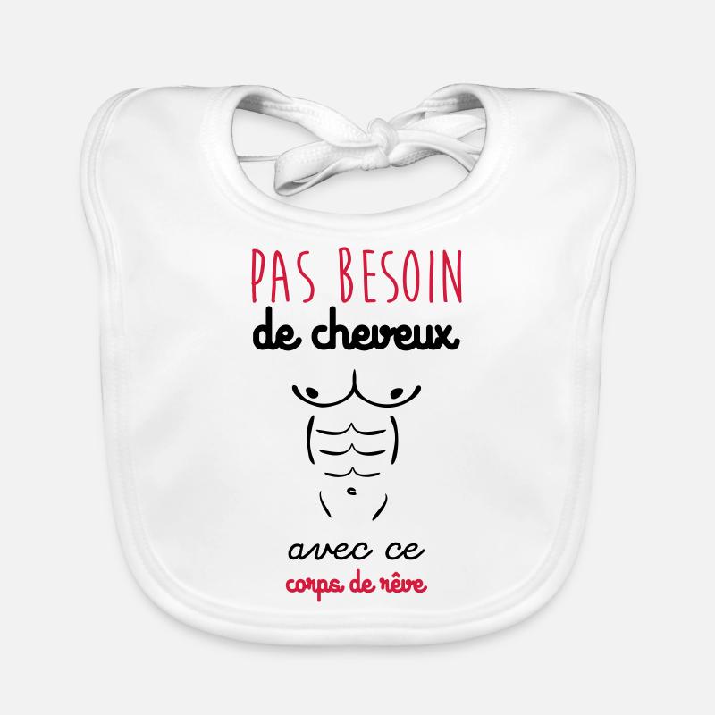 pas besoin de cheveux - Bavoir bio Bébé - blanc