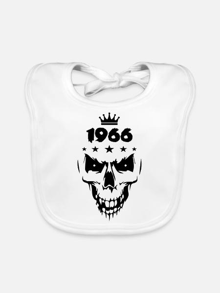 1966 Totenkopf - Baby Bio-Lätzchen - Weiß - Vorne