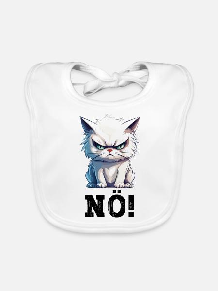 Nö Einfach Nö No Nein Katze Kater Lustig Spruch - Baby Bio-Lätzchen - Weiß