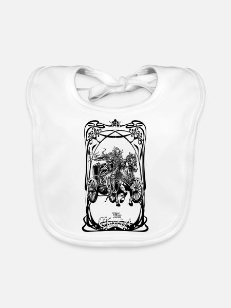 The Chariot tarot card - Organic Baby Bibs - white - Front