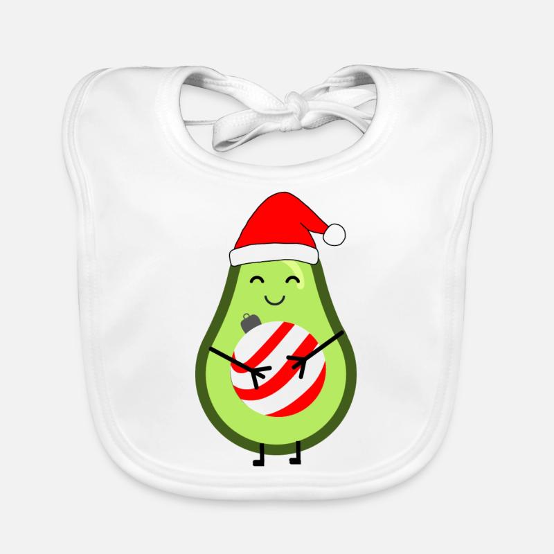 Liebevolle Avocado mit Weihnachtskugel Baby Bio-Lätzchen