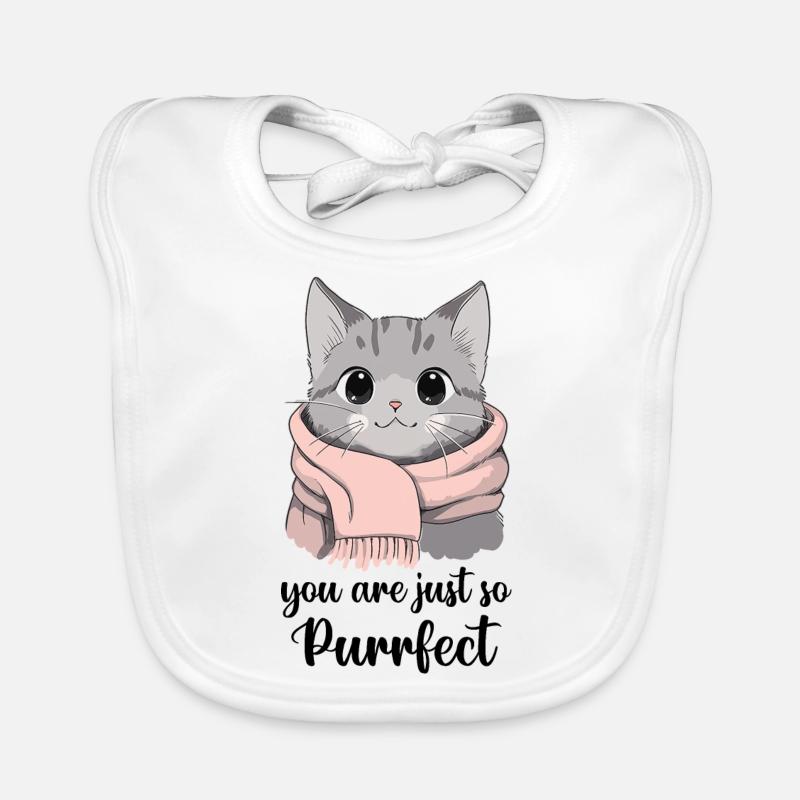 Du bist einfach so perfekt. Niedliche Katze mit Schal Baby Bio-Lätzchen
