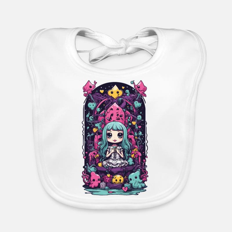 Kawaii Chibi Demons Queen E-girl Goth Art Organic Baby Bibs