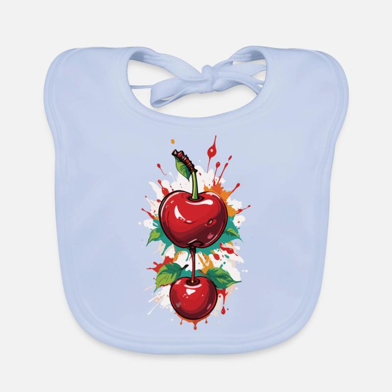 Red Cherry Cherries Cherries Cherry Organic Baby Bibs
