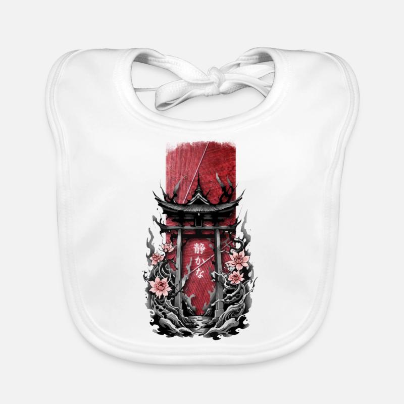 Tranquil Blossoms: Japanese Shrine Gate with Flora Organic Baby Bibs