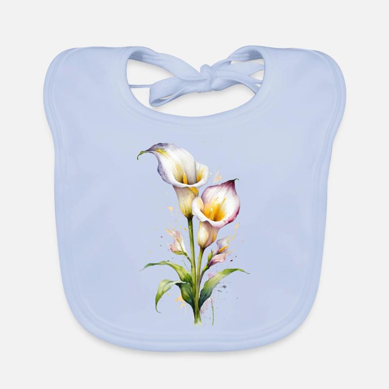 Élégance à l’aquarelle : Le lys calla Bavoir bio Bébé