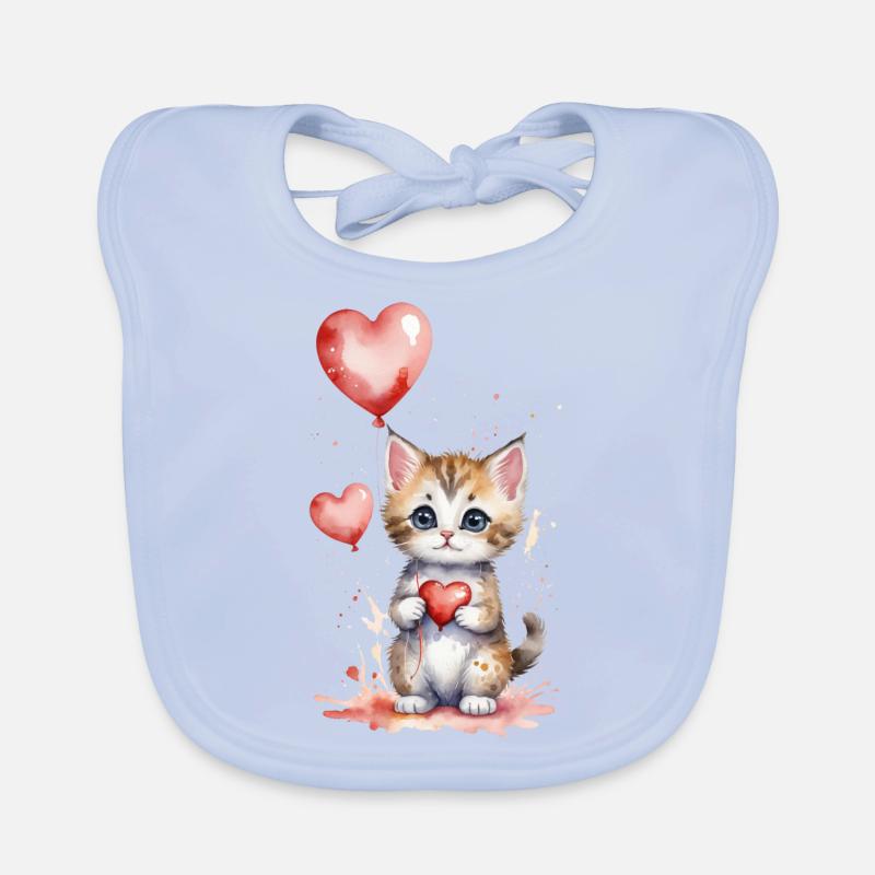 Von Herzen kommender Flug - Katze mit Herzballon Baby Bio-Lätzchen