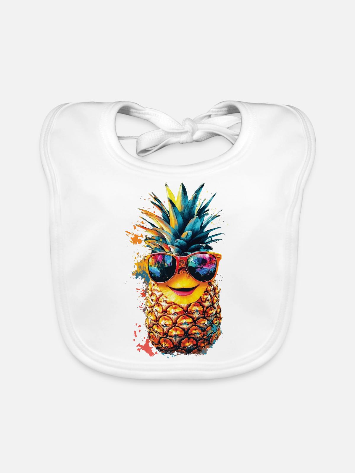 Ananas - Baby Bio-Lätzchen - Weiß - Vorne