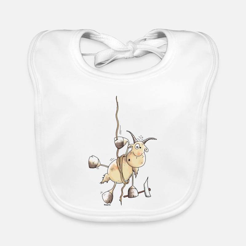 Abenteuerlustiger Steinbock - Bergsteiger - Baby Bio-Lätzchen - Weiß