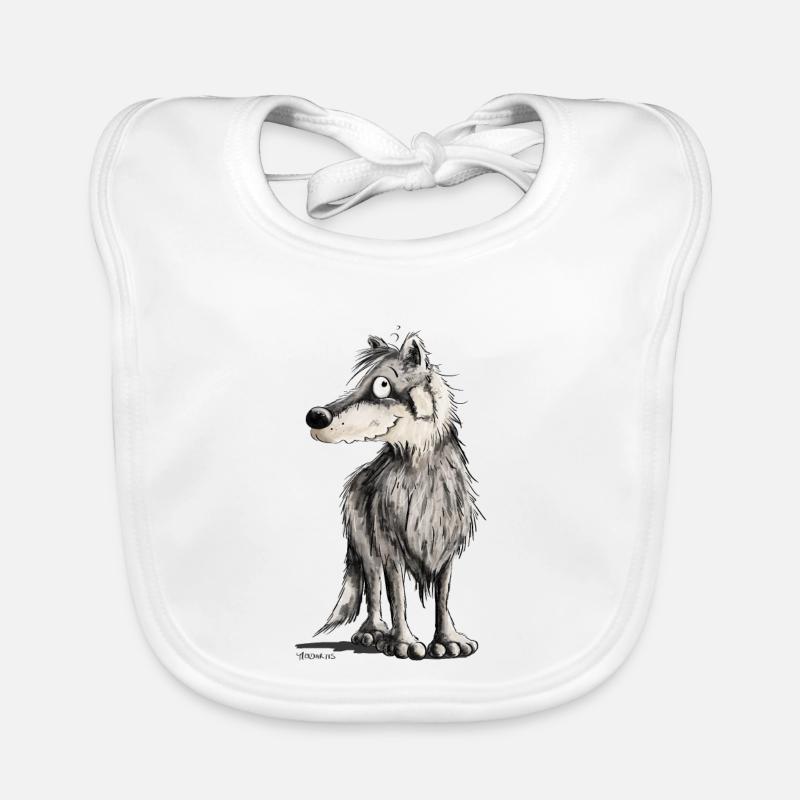 Lustiger Wolf I Comic Hund I Wölfe Baby Bio-Lätzchen