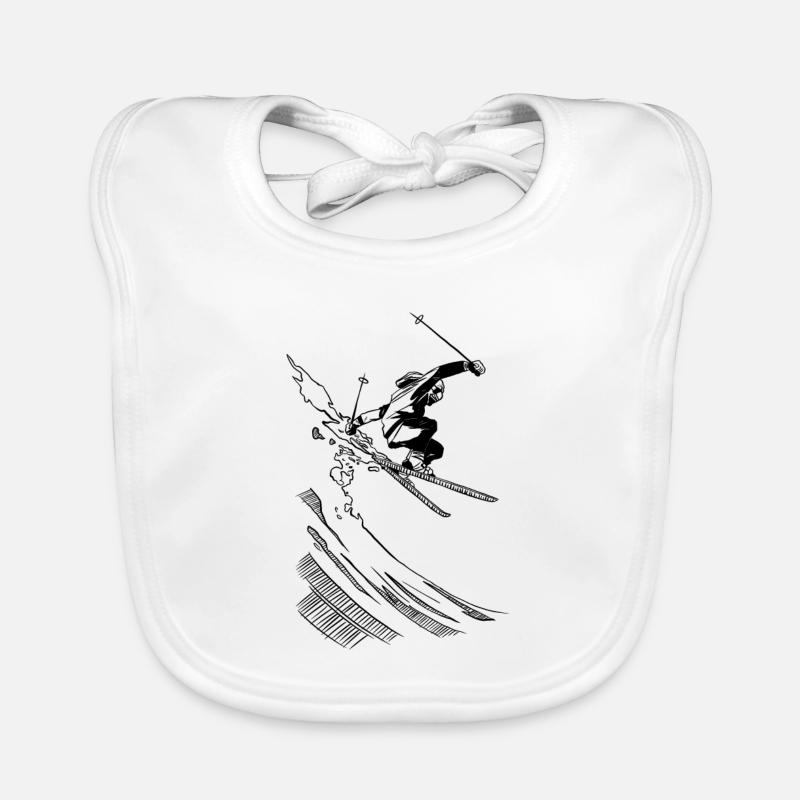 ski - Bavoir bio Bébé - blanc