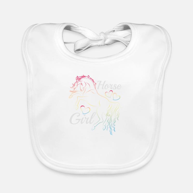 Fille de cheval arc-en-ciel silhouette idée cadeau - Bavoir bio Bébé - blanc