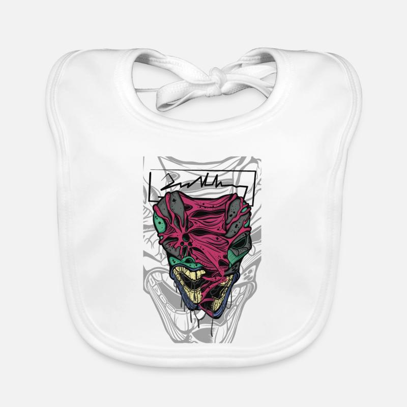 Colorful distorted mask face Organic Baby Bibs