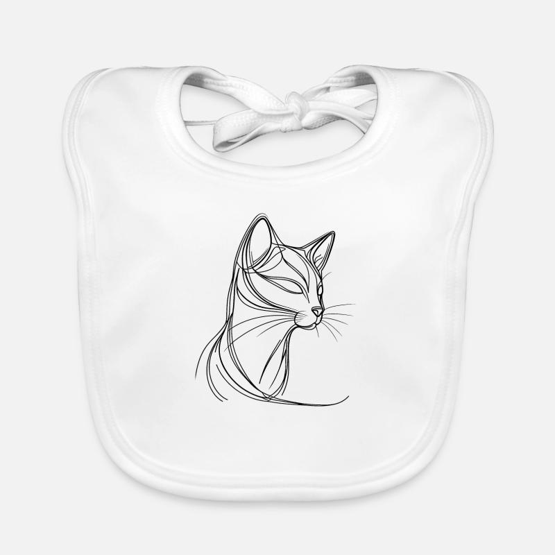 Chat dans l’art au trait fin Bavoir bio Bébé