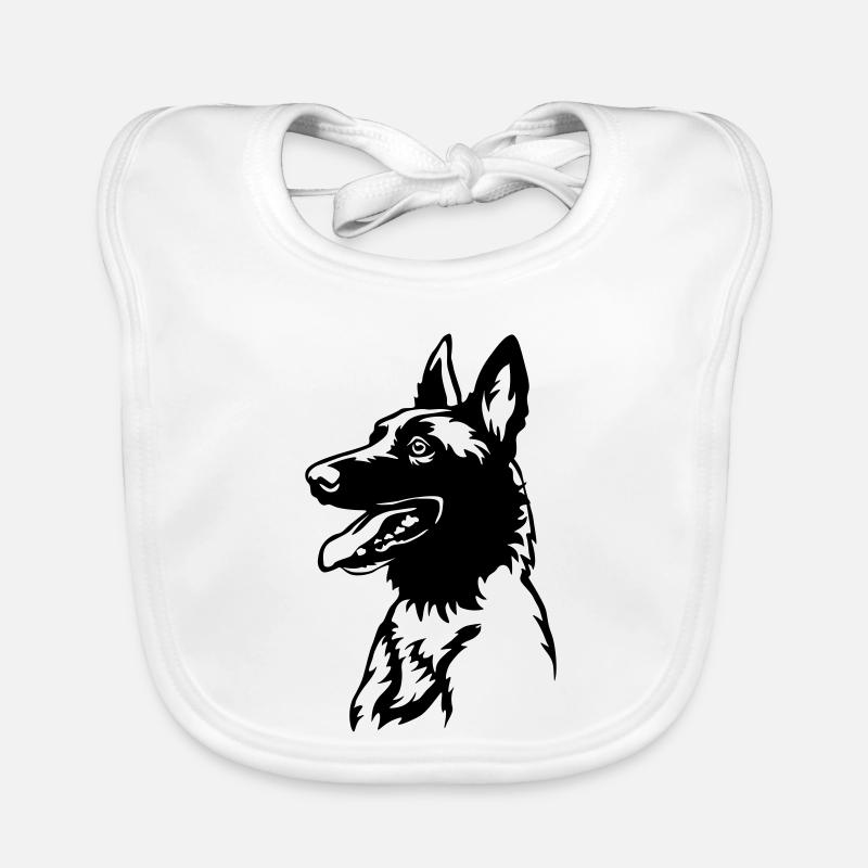 Malinois Kopf - Baby Bio-Lätzchen - Weiß