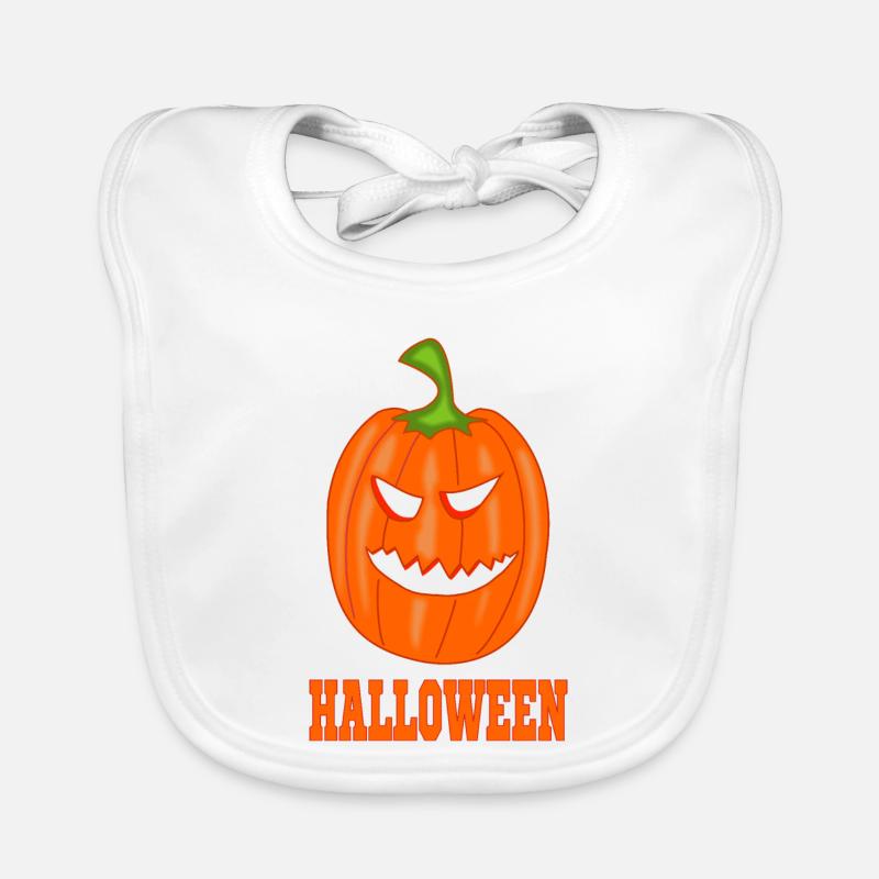 Pumpkin Halloween with lettering Organic Baby Bibs