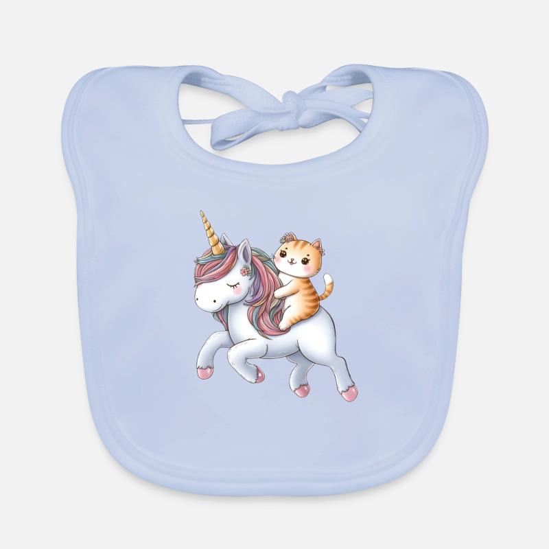 Petite licorne avec un chat comme cavalier Bavoir bio Bébé