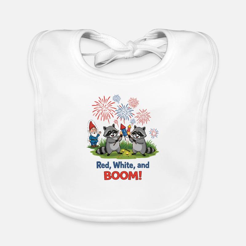 Raton laveur 4 juillet Feu d’artifice Bavoir bio Bébé
