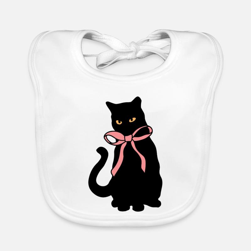 Silhouette de chats avec décoration de ruban Bavoir bio Bébé