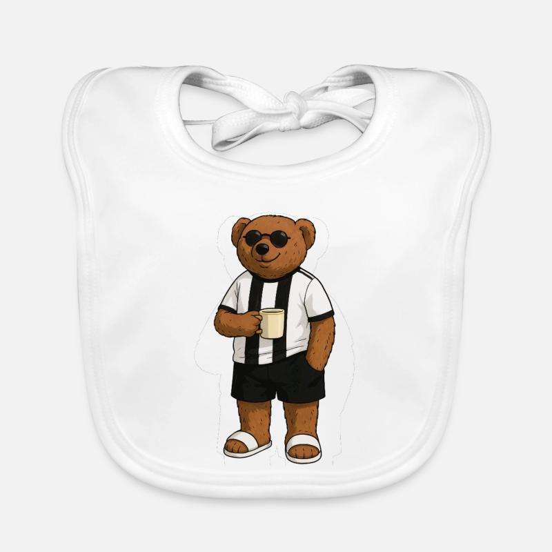 Chilling bear motif with coffee cup Organic Baby Bibs