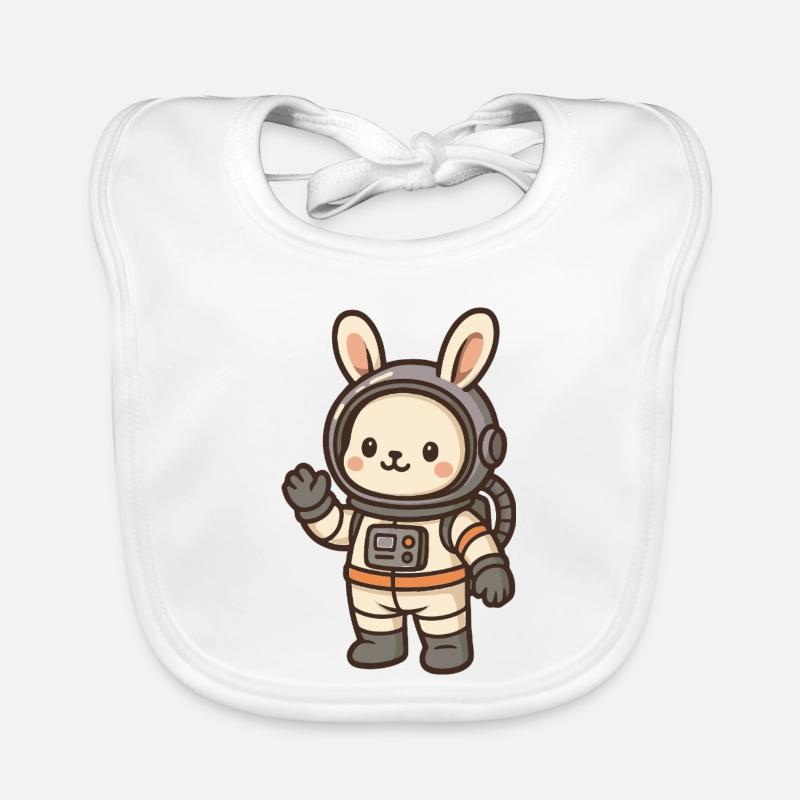 Lapin de l'espace avec casque d'astronaute - Bavoir bio Bébé - blanc