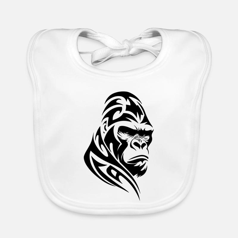 Gorille Silverback Tribal Tattoo Bavoir bio Bébé