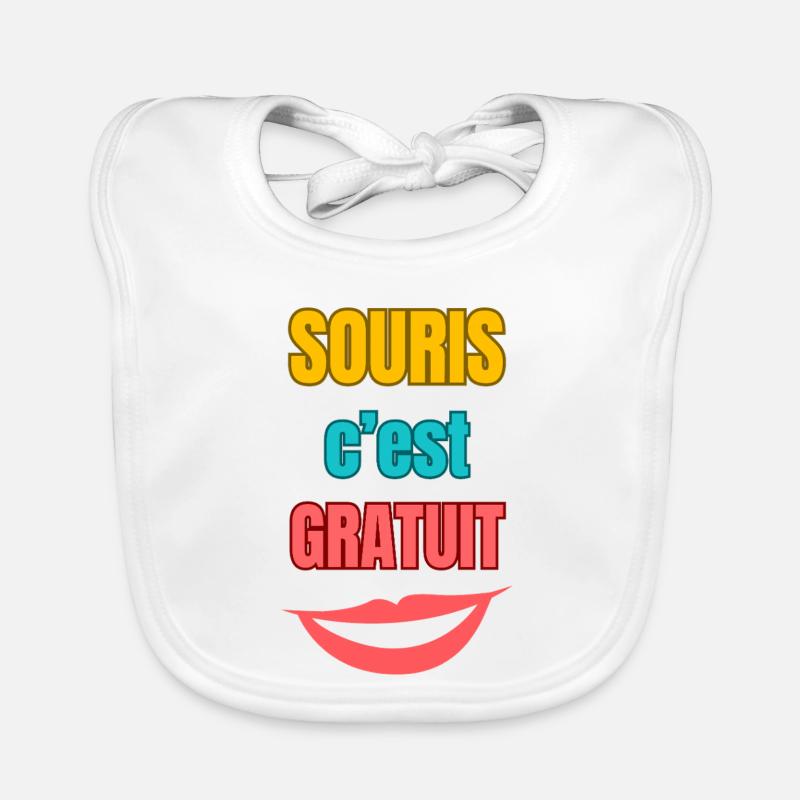 Maus ist frei – bunte Typografie - Baby Bio-Lätzchen - Weiß