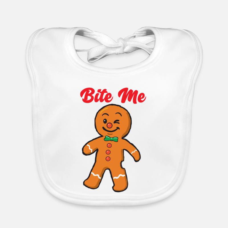 Lebkuchenmann beiß mich - Baby Bio-Lätzchen - Weiß